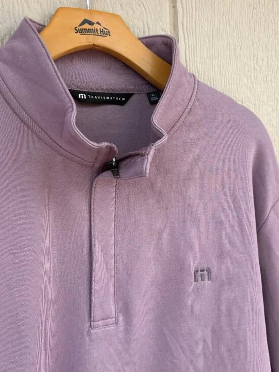 Travis Mathew Cloud 2.0 Quarter Zip Sweater Men's XL Powder Blue Elderberry Golf - Picture 6 of 15